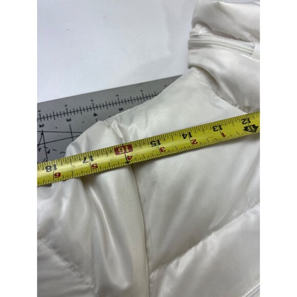 Calvin Klein White Puffer Jacket Down Fill Hidden Hood Women's Size M ~~minty~~ - Picture 13 of 16